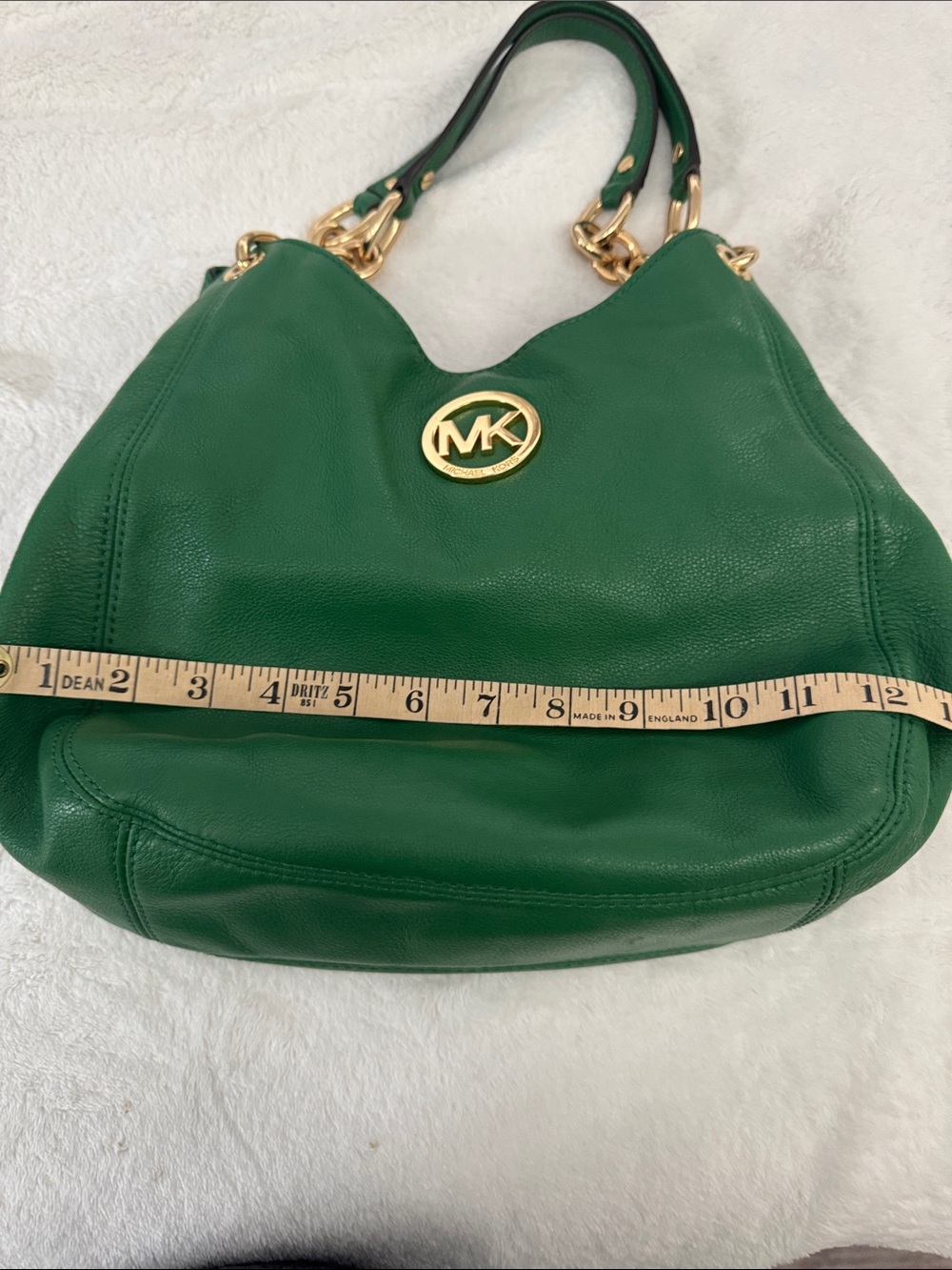 MICHAEL Michael Kors Green Pebbled Leather Shoulder Hobo with Gold Hardware EUC - Picture 10 of 11